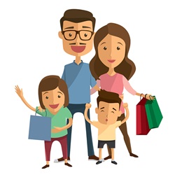 Familie beim Einkaufen im Outlet